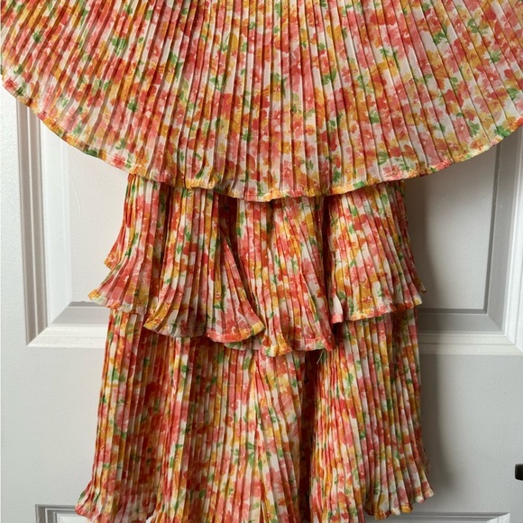 Lulus Gala Ready Peach Multi Floral Pleated Off-the-Shoulder Romper - Picture 10 of 10